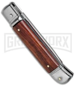SKM 8" Italian Stiletto Lever Lock Cocobolo Automatic Knife - Polish Flat -Kershaw Shop AKC Classic LL Auto Italian Cocobolo Satin BHQ 81016 jr side large