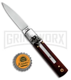 AKC 6" Mini Classic Lever Lock Cocobolo Automatic Knife - Satin Plain -Kershaw Shop AKC Classic Leverlock Cocobolo BHQ 50891 ns bottlecap large