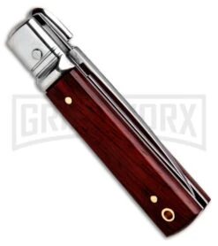 AKC 6" Mini Classic Lever Lock Cocobolo Automatic Knife - Satin Plain -Kershaw Shop AKC Classic Leverlock Cocobolo BHQ 50891 ns side large