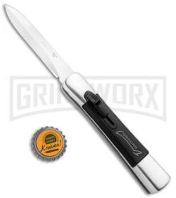 AKC Concord Polish/Black OTF Automatic Knife - Dagger Satin Plain -Kershaw Shop AKC Concord Dagger OTF Auto Polish Black Satin BHQ 92038 jr bottlecap large