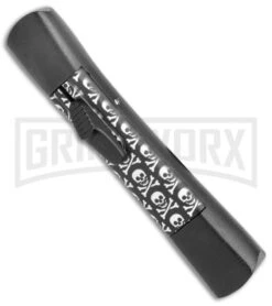 AKC Concord Jolly Roger OTF Automatic Knife - Flat Grind Satin Plain -Kershaw Shop AKC Concord OTF Auto Jolly Roger Satin BHQ 135716 jr spine large