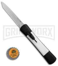 AKC Concord Black/White OTF Automatic Knife - Tanto Satin Plain -Kershaw Shop AKC Concord Tanto Black White Satin BHQ 90287 er bottlecap large