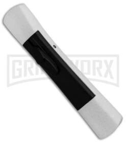 AKC Concord White/Black OTF Automatic Knife - Tanto Satin Plain -Kershaw Shop AKC Concord Tanto White Black Satin BHQ 90286 er spine large