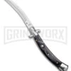 AKC Curved Stiletto Black Marble Automatic Knife W/Bottom Bolster - Satin Plain -Kershaw Shop AKC Curved Stiletto Black Marble Auto Satin GX 41027 jr large