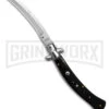 AKC Curved Stiletto Black Marble Automatic Knife - Satin Plain -Kershaw Shop AKC Curved Stiletto Black Marble Automatic Knife Satin Plain GX 41491 hd large
