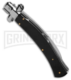 AKC Curved Stiletto Black Marble Automatic Knife - Satin Plain -Kershaw Shop AKC Curved Stiletto Black Marble Automatic Knife Satin Plain GX 41491 hd side large