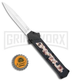 AKC F-16 Ace Playing Cards Inlay D/A OTF Automatic Knife - Bayo Satin Plain -Kershaw Shop AKC F 16 Bayo DA OTF Auto Ace Playing Cards Inlay Satin BHQ 106222 jr bottlecap large