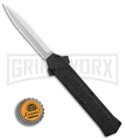 AKC F-16 Black D/A OTF Automatic Knife - Dagger Satin Plain -Kershaw Shop AKC F 16 Black DA Dagger Satin Plain GX 30994 er bottlecap large