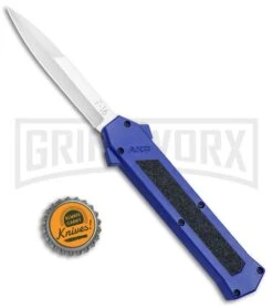 AKC F-16 Blue D/A OTF Automatic Knife - Bayo Satin Plain -Kershaw Shop AKC F 16 Blue DA OTF Bayo Satin Plain BP 23856 jr bottlecap large
