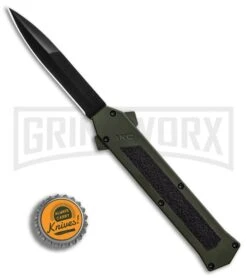 AKC F-16 OD Green D/A OTF Automatic Knife - Bayo Black Plain -Kershaw Shop AKC F 16 DA Bayonet OD Green Black BHQ 86948 er bottlecap large