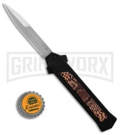 AKC F-16 Snake Skin D/A OTF Automatic Knife - Bayo Satin Plain -Kershaw Shop AKC F 16 DA Bayonet Snake Skin Satin BHQ 78292 er bottlecap large