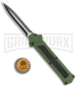 AKC F-16 Green D/A Dagger OTF Automatic Knife - Dagger Two Tone Plain -Kershaw Shop AKC F 16 DA Dagger OTF Auto Green TT BHQ 115400 jr bottlecap large