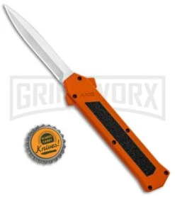 AKC F-16 Orange D/A OTF Automatic Knife - Dagger Satin Plain -Kershaw Shop AKC F 16 DA Dagger OTF Auto Orange Satin BHQ 91966 jr bottlecap large