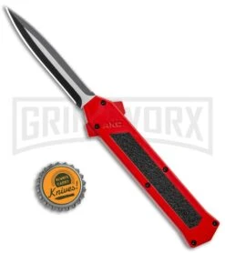 AKC F-16 Red D/A Dagger OTF Automatic Knife - Dagger Two Tone Plain -Kershaw Shop AKC F 16 DA Dagger OTF Auto Red TT BHQ 112389 jr bottlecap large