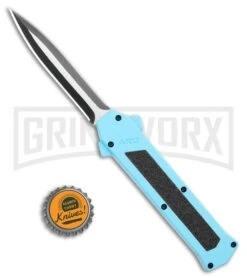 AKC F-16 Teal D/A OTF Automatic Knife - Dagger Two Tone Plain -Kershaw Shop AKC F 16 DA Dagger OTF Auto Teal TT BHQ 109160 jr bottlecap large
