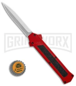 AKC F-16 Red D/A OTF Automatic Knife - Dagger Satin Plain -Kershaw Shop AKC F 16 DA Dagger Red Satin BHQ 87409 er bottlecap large