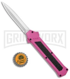 AKC F-16 Pink D/A OTF Automatic Knife - Dagger Satin Plain -Kershaw Shop AKC F 16 Pink DA OTF Auto Dagger Satin GX 37627 jr bottlecap large