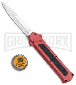 AKC F-16 Red D/A OTF Automatic Knife - Bayo Satin Plain -Kershaw Shop AKC F 16 Red DA OTF Bayo Satin Plain BP 23854 jr bottlecap large