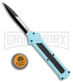 AKC F-16 Teal D/A OTF Automatic Knife - Bayonet Two Tone Plain -Kershaw Shop AKC F 16 Teal DA OTF Auto Bayo TT Plain GX 35011 jr bottlecap large