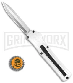 AKC F-20 White D/A OTF Automatic Knife - Spear Point Satin Plain -Kershaw Shop AKC F 20 D A Spear Point OTF AK White Aluminium 3in Satin BHQ 158200 td size large