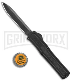 AKC F-20 Black D/A OTF Automatic Knife - Spear Point Black Plain -Kershaw Shop AKC F 20 DA Dagger OTF Auto Black Black BHQ 140839 jr bottlecap large