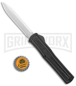 AKC F-20 Black CF D/A OTF Automatic Knife - Spear Point Satin Plain -Kershaw Shop AKC F 20 DA Dagger OTF Auto Black CF Satin BHQ 140496 jr bottlecap large