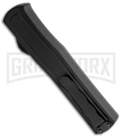 AKC F-20 Black CF D/A OTF Automatic Knife - Spear Point Satin Plain -Kershaw Shop AKC F 20 DA Dagger OTF Auto Black CF Satin BHQ 140496 jr side large