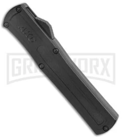 AKC F-20 Black CF D/A OTF Automatic Knife - Spear Point Satin Plain -Kershaw Shop AKC F 20 DA Dagger OTF Auto Black CF Satin BHQ 140496 jr spine large