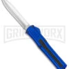 AKC F-20 Blue D/A OTF Automatic Dagger Knife - Satin Plain -Kershaw Shop AKC F 20 DA Dagger OTF Auto Blue Satin BHQ 141098 jr 2 large