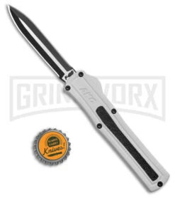 AKC F-20 White Aluminum D/A Dagger OTF Automatic Knife - Two Tone Plain -Kershaw Shop AKC F 20 DA Dagger OTF Auto White Aluminum TT BHQ 179206 jr bottlecap large