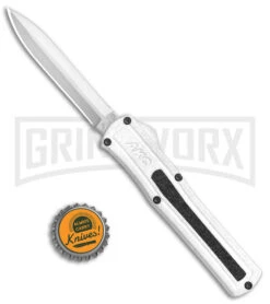 AKC F-20 White D/A OTF Automatic Knife - Dagger Satin Plain -Kershaw Shop AKC F 20 DA Dagger OTF Auto White Satin BHQ 141065 jr bottlecap 2 large