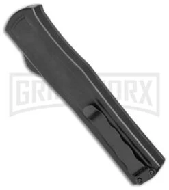 AKC F-20 Black W/ Wood Inlay D/A OTF Automatic Knife - Satin Plain -Kershaw Shop AKC F 20 DA SP OTF Auto Black Wood Inlay Satin BHQ 152445 jr side large