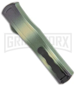 AKC F-20 Camo D/A OTF Automatic Knife - Spear Point Satin Plain -Kershaw Shop AKC F 20 DA SP OTF Auto Camo Satin BHQ 141095 jr side large