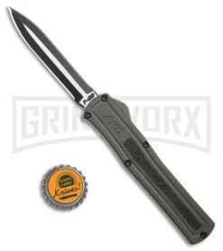 AKC F-20 OD Green Aluminum Dagger OTF Automatic Knife - 2-Tone Black Plain -Kershaw Shop AKC F 20 Dagger OTF Auto OD Green Aluminum TT Black BHQ 179398 jr bottlecap large