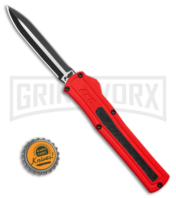 AKC F-20 D/A Dagger Dark Red Aluminum OTF Automatic Knife - Two Tone Plain 6 AKC F-20 D/A Dagger Dark Red Aluminum OTF Automatic Knife - Two Tone Plain - Image 4