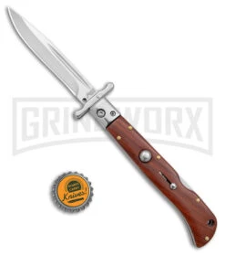 Italian Style 9" Roma Wood Automatic Swinguard - Polished Plain -Kershaw Shop AKC Italian Style 9in Roma DP Auto Swinguard Wood Polished BHQ 175961 jr bottlecap large