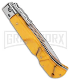 Italian Style 9" Roma Yellow Pearlex Automatic Swinguard - Polished Plain -Kershaw Shop AKC Italian Style 9in Roma DP Auto Swinguard Yellow Pearlex Polished BHQ 175957 jr side large