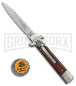 AKC 7.75" Bill DeShivs Leverletto Cocobolo Automatic Knife - Flat Grind -Kershaw Shop AKC Leverletto 7 75in cocobolo satin flat BHQ 75617 er bottlecap large
