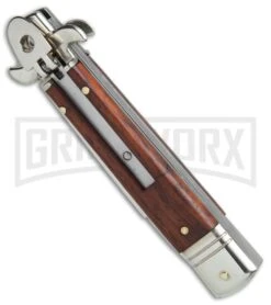 AKC 7.75" Bill DeShivs Leverletto Cocobolo Automatic Knife - Flat Grind -Kershaw Shop AKC Leverletto 7 75in cocobolo satin flat BHQ 75617 er spine large