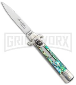 AKC 7.75" Leverletto Abalone Automatic Knife - Flat