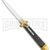 AKC 9" Leverletto Ebony Wood Brass Automatic Knife - Flat Grind 2 AKC 9" Leverletto Ebony Wood Brass Automatic Knife - Flat Grind -Kershaw Shop AKC Leverletto 9in LL Auto Italian Brass Ebony Wood Satin BHQ 50869 jr large