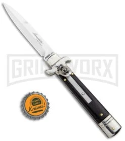 AKC 7.75" Leverletto Ebony Automatic Knife - Satin Bayonet 9 AKC 7.75" Leverletto Ebony Automatic Knife - Satin Bayonet -Kershaw Shop AKC Leverletto LL Auto Ebony Bayo BHQ 92878 jr bottlecap large