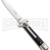 AKC 7.75" Leverletto Ebony Automatic Knife - Satin Bayonet -Kershaw Shop AKC Leverletto LL Auto Ebony Bayo BHQ 92878 jr large