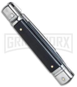 AKC 7.75" Leverletto Ebony Wood Automatic Knife - Flat Grind -Kershaw Shop AKC Leverletto LL Italian Ebony Wood Satin BHQ 75615 jr side large