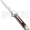 AKC 7.75" Leverletto Stag Automatic Knife - Satin Bayonet -Kershaw Shop AKC Leverletto Stag Auto Bayo GX 33460 jr large