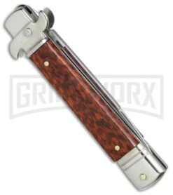 AKC 7.5" Leverletto Snakewood Automatic Knife - Flat Grind 7 AKC 7.5" Leverletto Snakewood Automatic Knife - Flat Grind -Kershaw Shop AKC Leverletto snakewood flat grind BP 0439 er side large