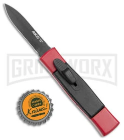 AKC Minion Concord Red/Black OTF Automatic Knife - Black Plain -Kershaw Shop AKC Minion Concord OTF Auto Red Black Black BHQ 24199 jr bottlecap large