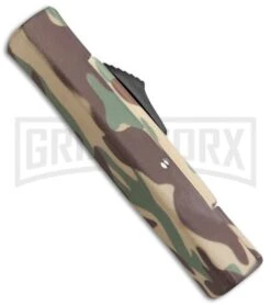 AKC Minion Concord Green Camo OTF Automatic Knife - Flat Gold Plain -Kershaw Shop AKC Minion Concord OTF Green Camo Gold BHQ 72048 jr side large