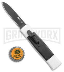 AKC Minion Concord White/Black OTF Automatic Knife - Flat Grind Black Plain -Kershaw Shop AKC Minion Concord White Black OTF Auto Flat Grind Black Plain GX 14514 jr bottlecap large