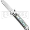 AKC 8" Shot Shell Puller Lever Lock Abalone Automatic Knife - Flat Plain -Kershaw Shop AKC Shot Puller 8in LL Italian Abalone BHQ 68879 jr large